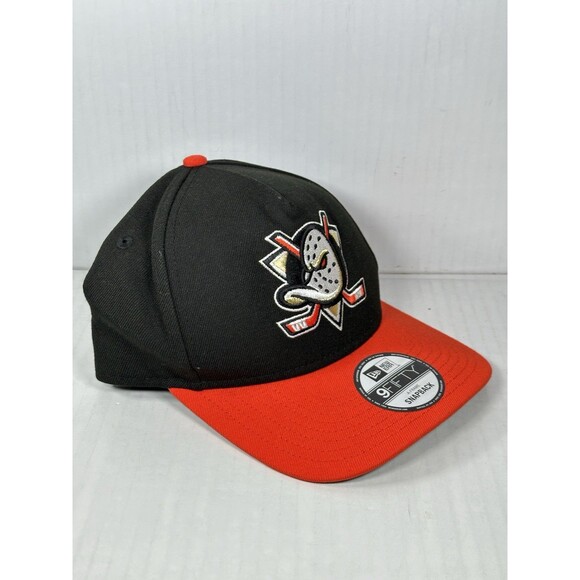 New Era Anaheim Ducks 9FIFTY Black Orange A-Frame SnapBack Hat Cap OSFM NWT - Picture 2 of 5